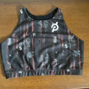 Peloton Sports Bra Black Floral Pattern High Neck Racerback High Impact Large
